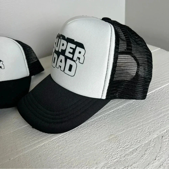 Super Dad Side Kick Matching Trucker Hats Black White‎ Father Son Set - Picture 2 of 7